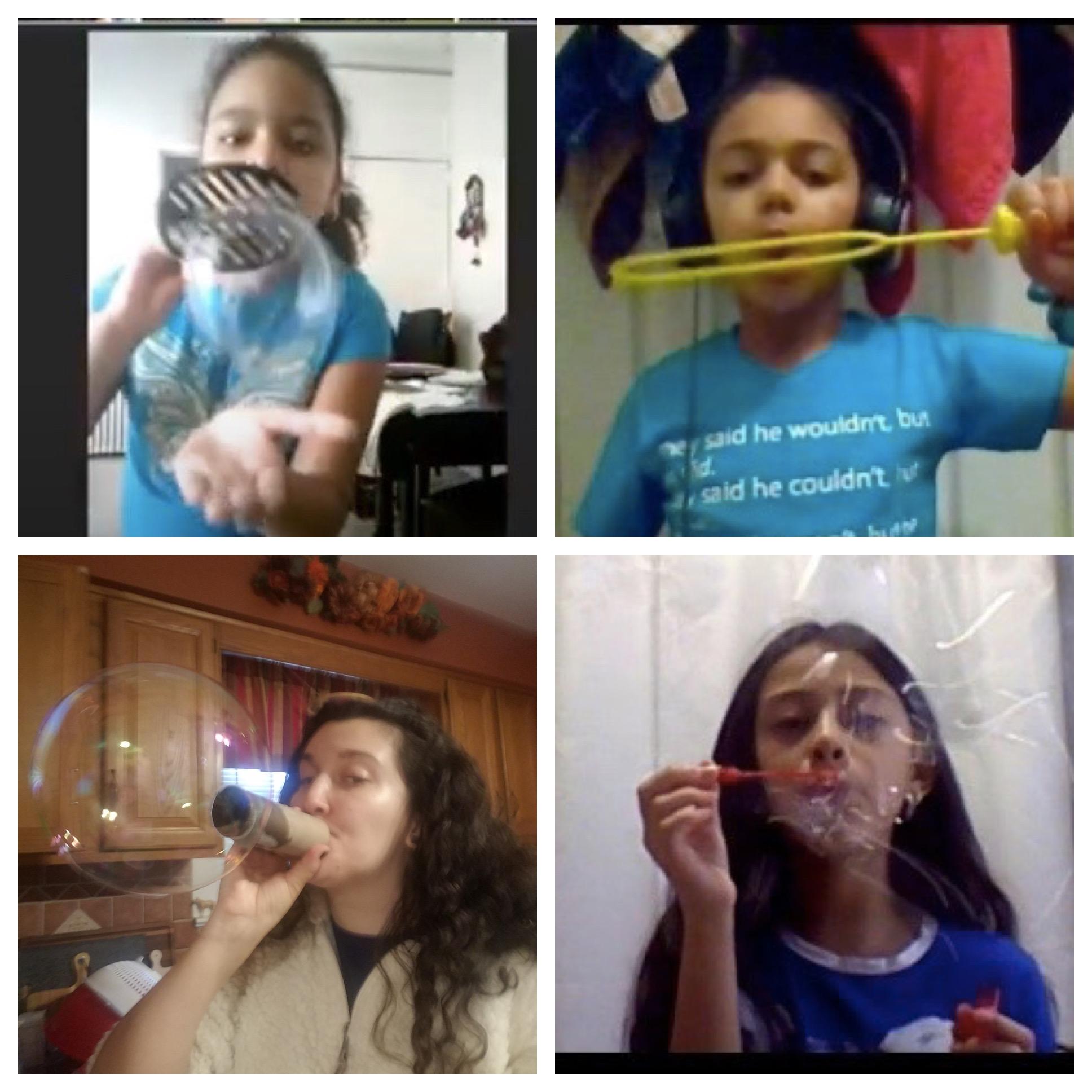 blowing bubbles for Autism Awareness 