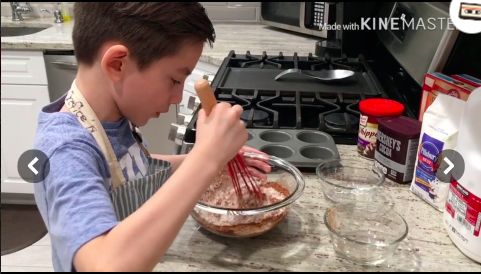boy mixing chocolate in bowl